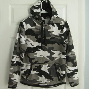 Hollister Boys Camo Hoodie Neutral Sweater Size XS Black White Grey